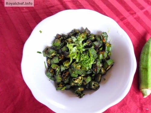 Khamang Bhendi chi Bhaji Simple fried lady finger prepaared in traditional Marathi cooking style
