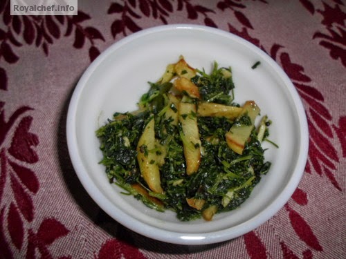 Methi Bhaji with Potato French Fries A Maharashtrian vegetable dish of Methi Bhaji with Potato French Fries