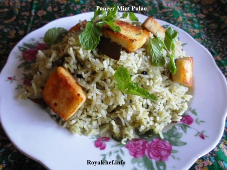 Tasty Paneer Pudina Pulao