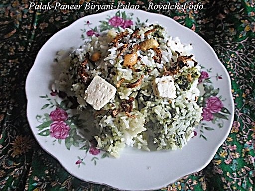 Spinach Paneer Pulao Biryani