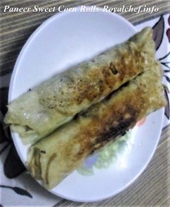 Paneer Sweet Corn Rolls for Starters