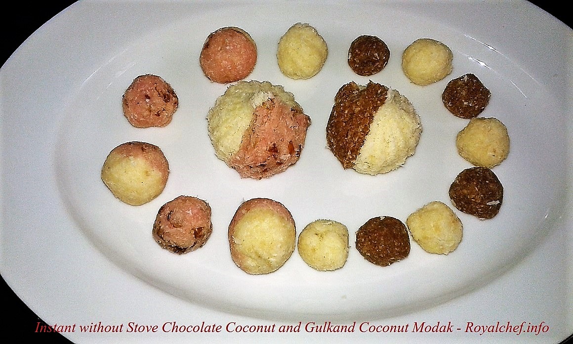 Maharashtrian Chocolate Coconut and Gulkand Coconut Modak