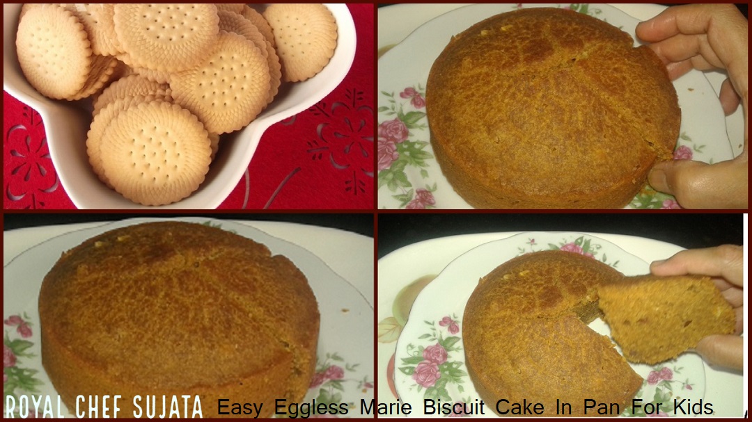 Easy Eggless Marie Biscuit Cake In Pan For Kids