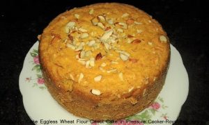 Gajar Ka Cake Eggless Wheat Flour Carrot Cake in Pressure Cooker 